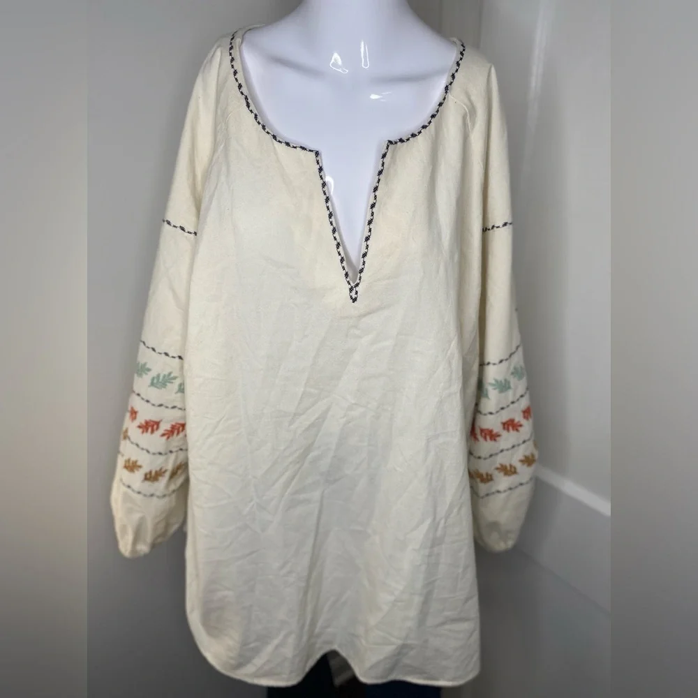 MADEWELL Embroidered Puff Sleeve White Blouse
